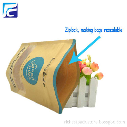 Paper stand up pouches for food with window